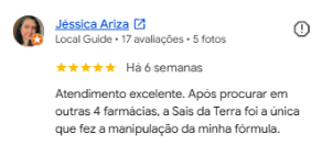 Avaliação de Jéssica Ariza no Google