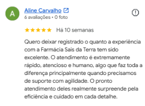 Avaliação de Aline Carvalho no Google